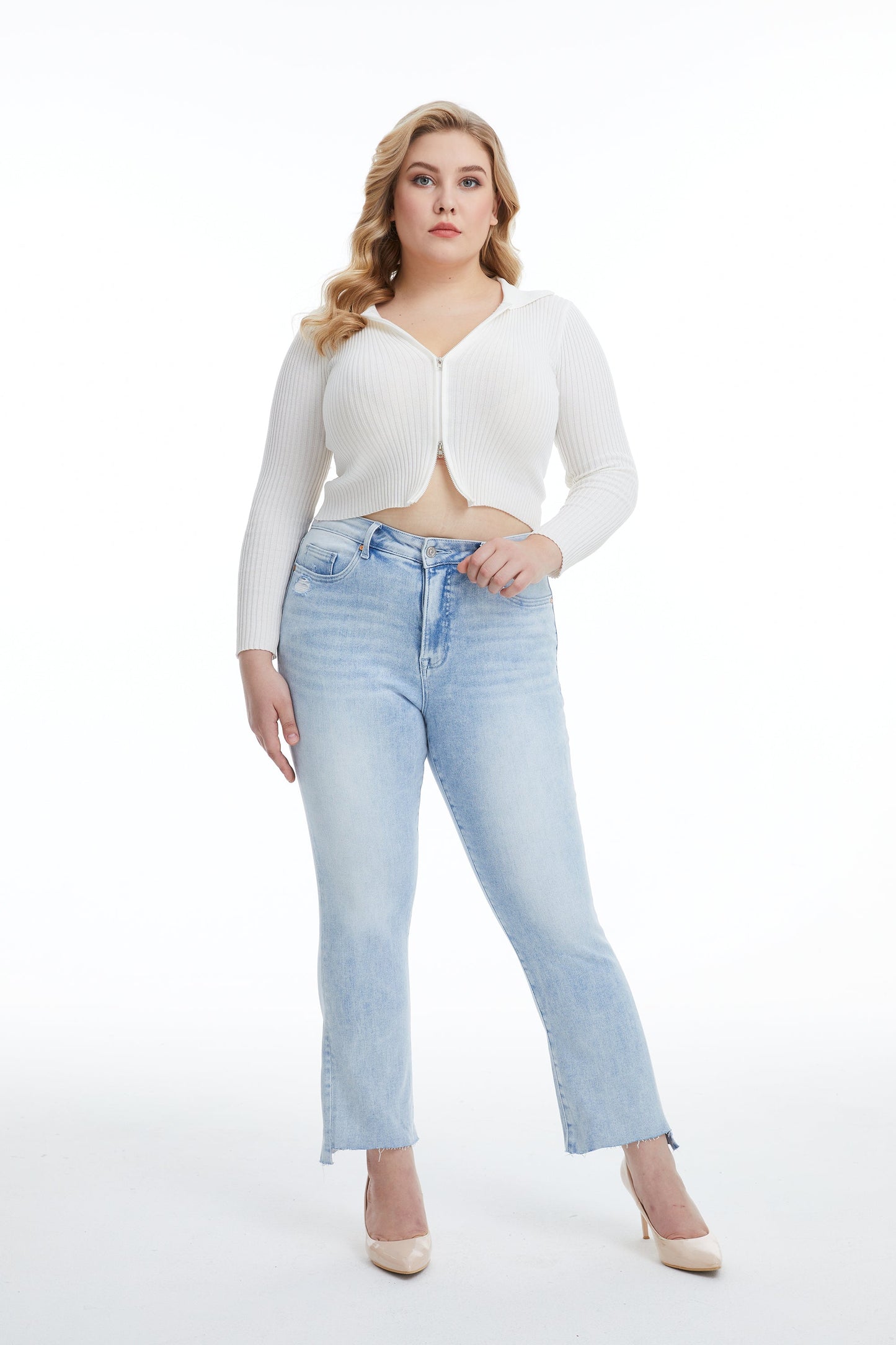DAISY HIGH RISE SLIM JEANS WITH RAW HEM BYT5184-P (BYHE015-P) WAVE PLUS SIZE