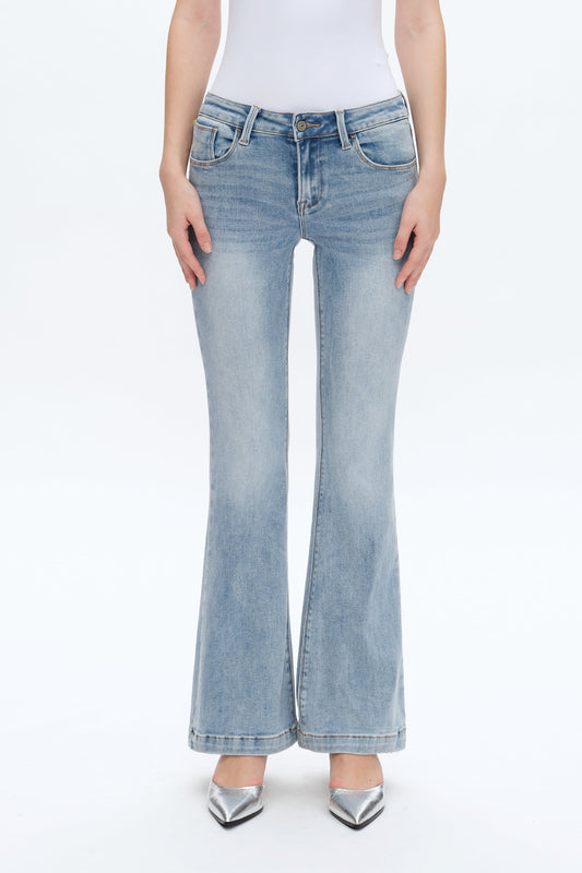 HIGH RISE FLARE JEANS WITH CLEAN HEM BYF1023 BEACHY