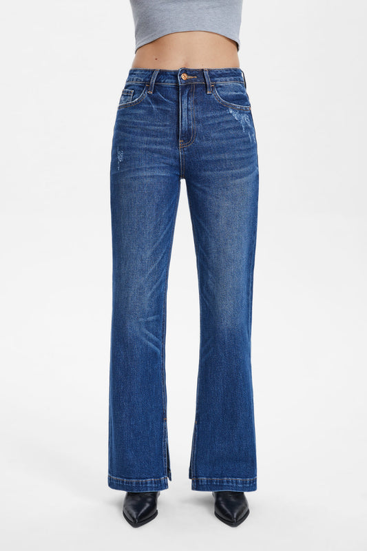 HIGH RISE STRAIGHT JEANS WITH SLIT BYT5149 MIRAGE