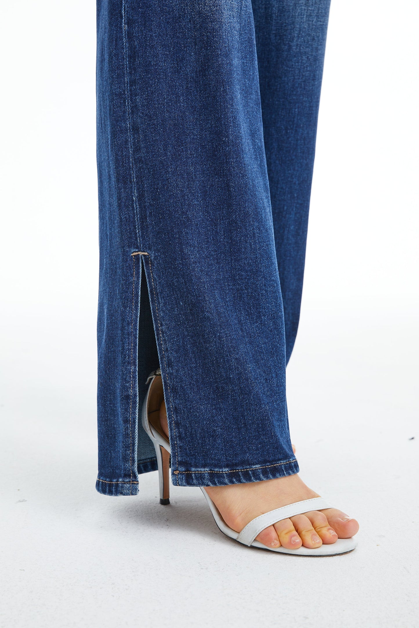 HIGH RISE WIDE LEG JEANS WITH SLIT BYW8108 DARK BLUE