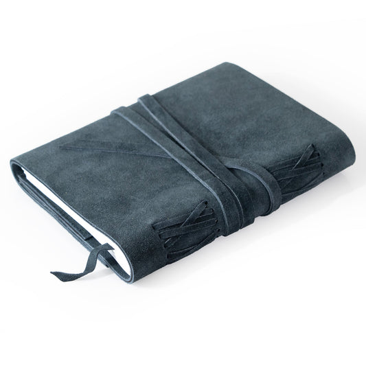 Grey Blue Suede Journal w/ Organic Cotton Paper: Large