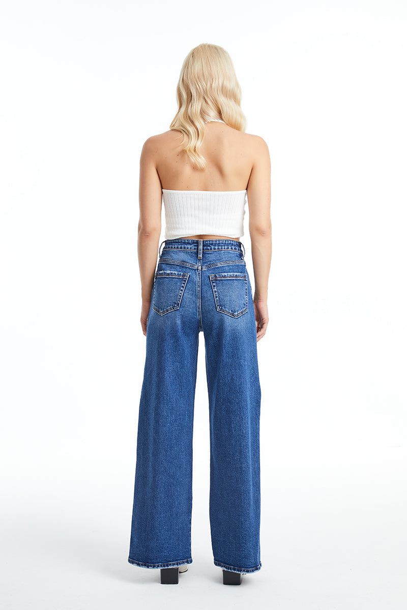 HIGH RISE WIDE LEG JEANS WITH SLIT BYW8037 FREEFALL