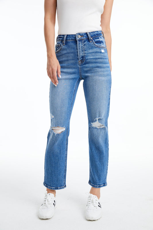 SARAH HIGH RISE RELAXED STRAIGHT JEANS BYT5158 CRYSTAL