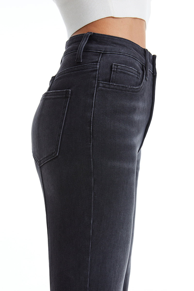 HIGH RISE BOOTCUT WITH SLIT JEANS BYF1124 (BYHE071) BLACK