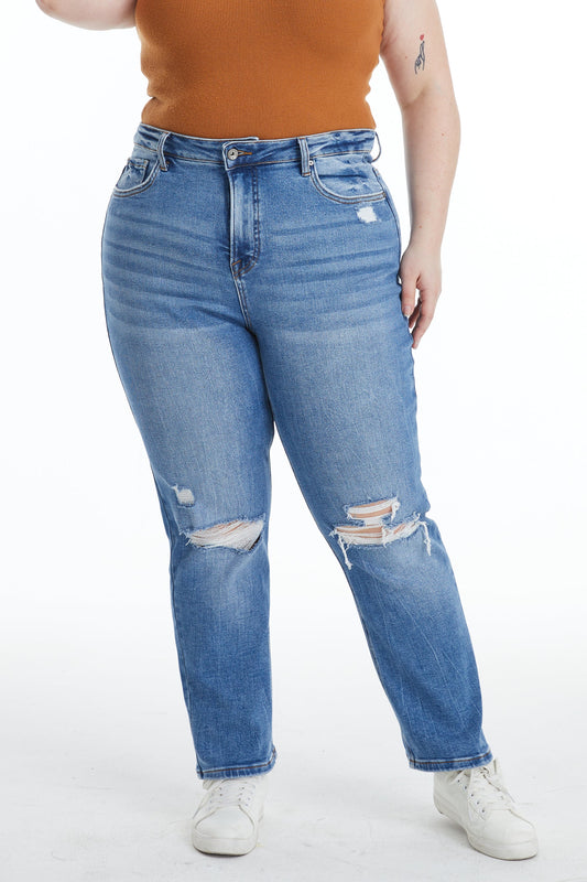 SARAH HIGH RISE RELAXED STRAIGHT JEANS BYT5158-P CRYSTAL PLUS SIZE