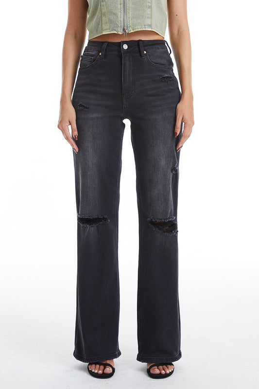 HIGH RISE FLARE JEANS BYF1104 BLACK ROCK