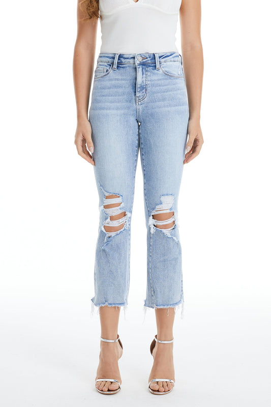 TINA HIGH RISE CROPPED DISTRESSED BOOTCUT BYF1136 (BYHE192) WHISPY