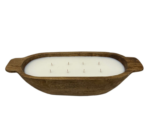 Mango Wood Large Oval Candle with Handles