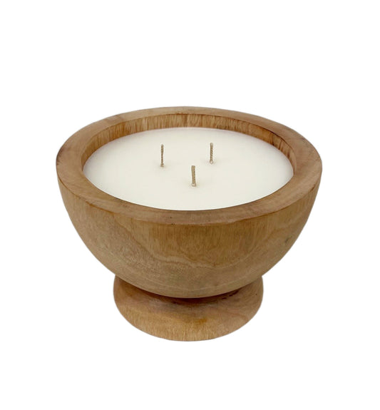 Mahogany Pedestal Wood Candle