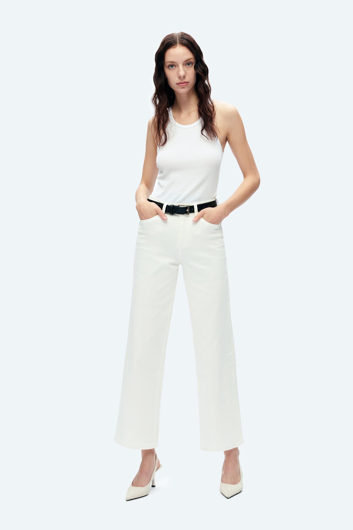 HIGH RISE WIDE LEG JEANS BYW8036 WHITE