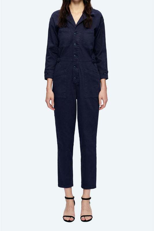LONG SLEEVE JUMPSUIT WITH FRONT PATCH POCKETS BYRJ001 MIDNIGHT BLUE