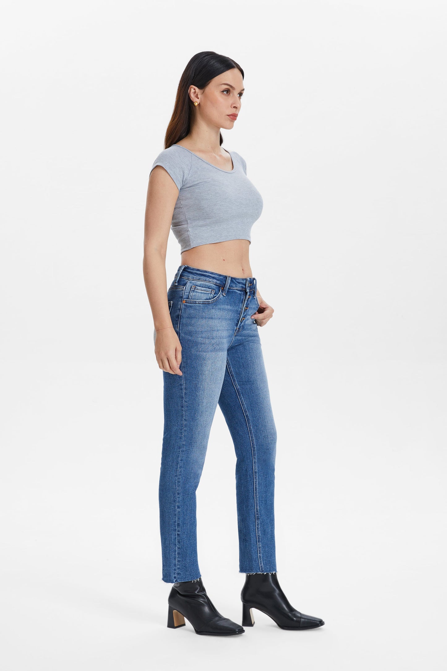 HIGH RISE SKINNY WITH BUTTON FLY BYS2125 AMY BLUE