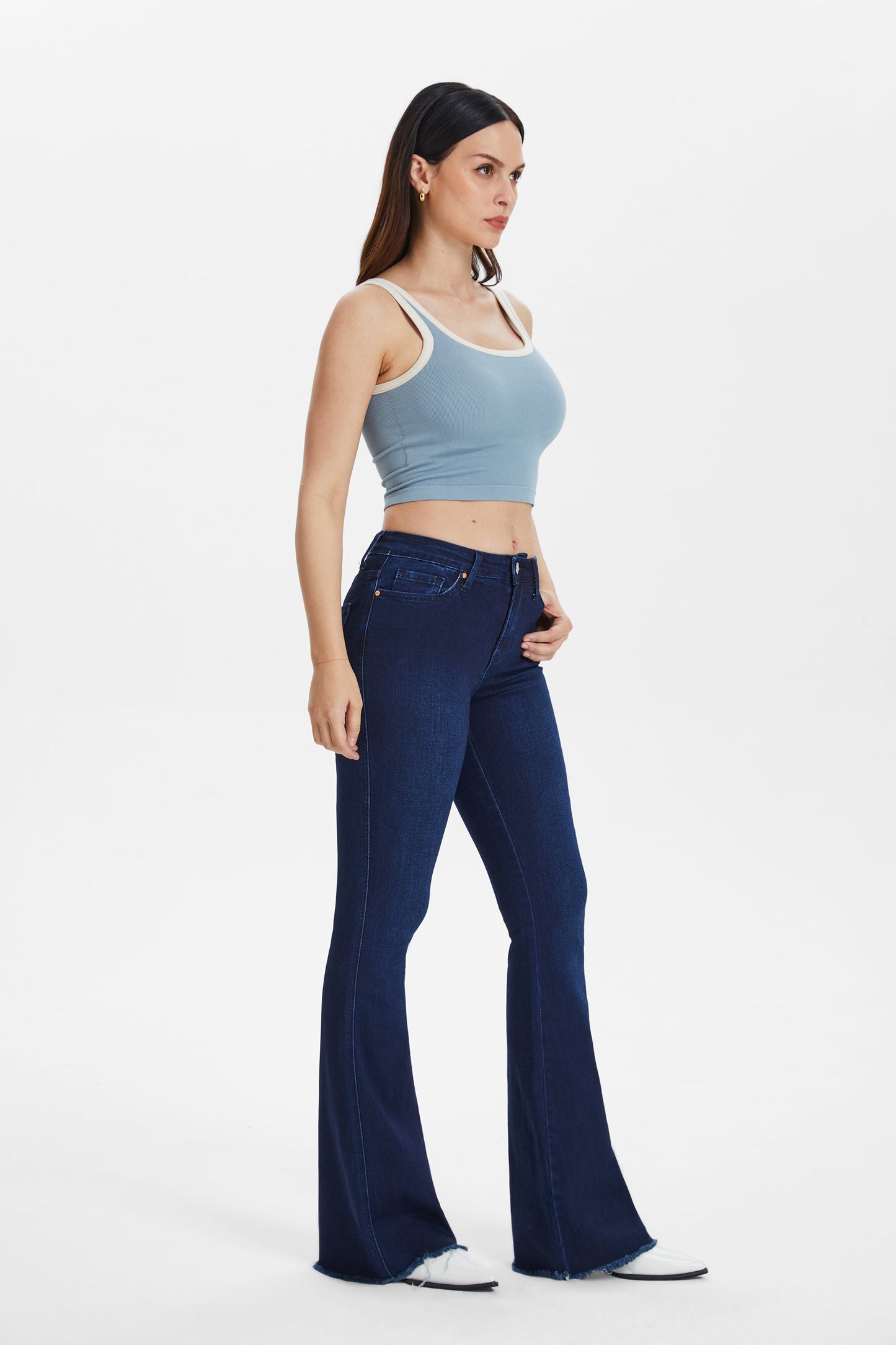 HIGH RISE FLARE JEANS BYF1105 DEEP WATER