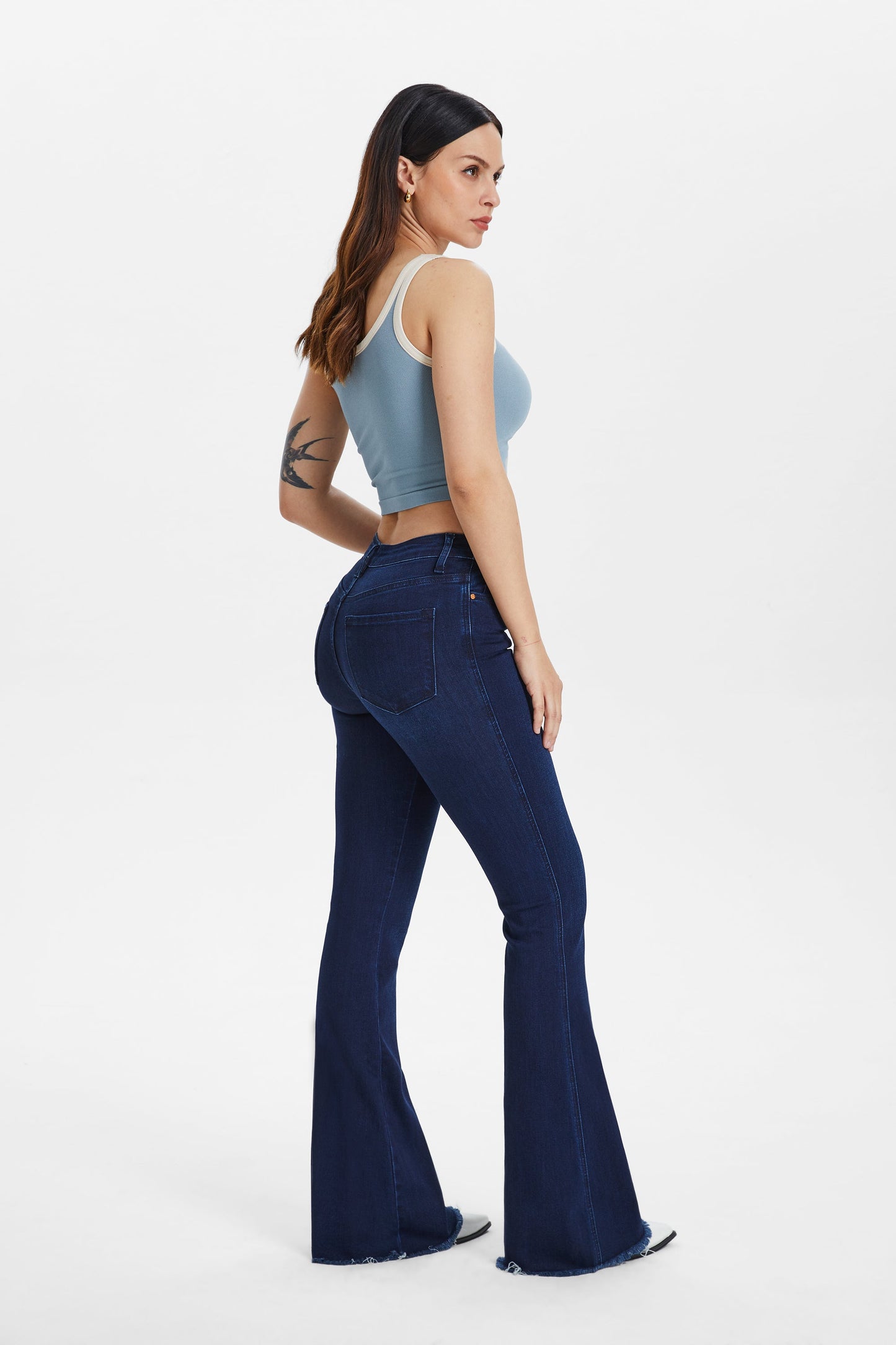 HIGH RISE FLARE JEANS BYF1105 DEEP WATER