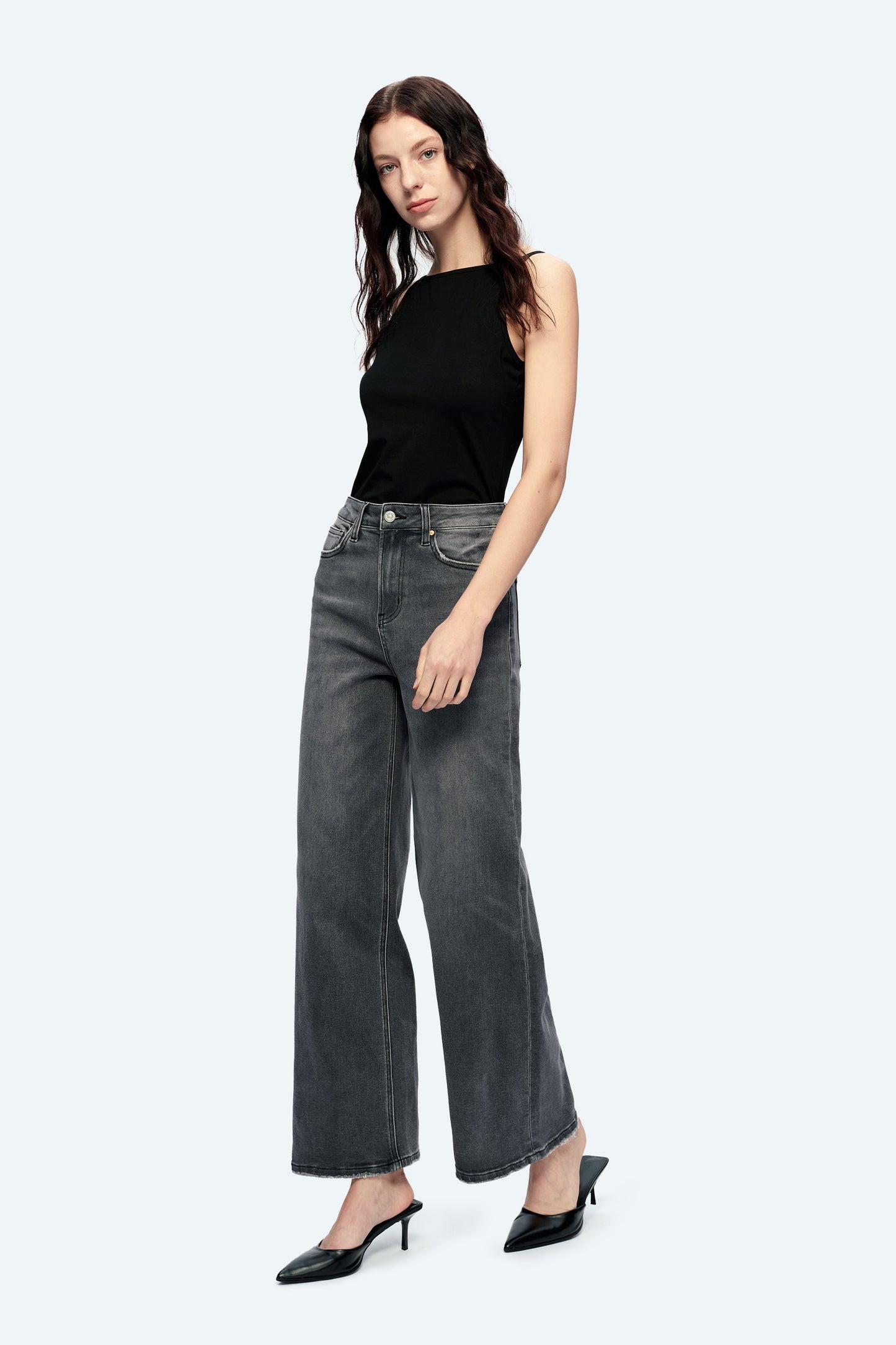 JUDY HIGH RISE WIDE LEG JEANS BYW8143 (BYHE168) CHARCOAL