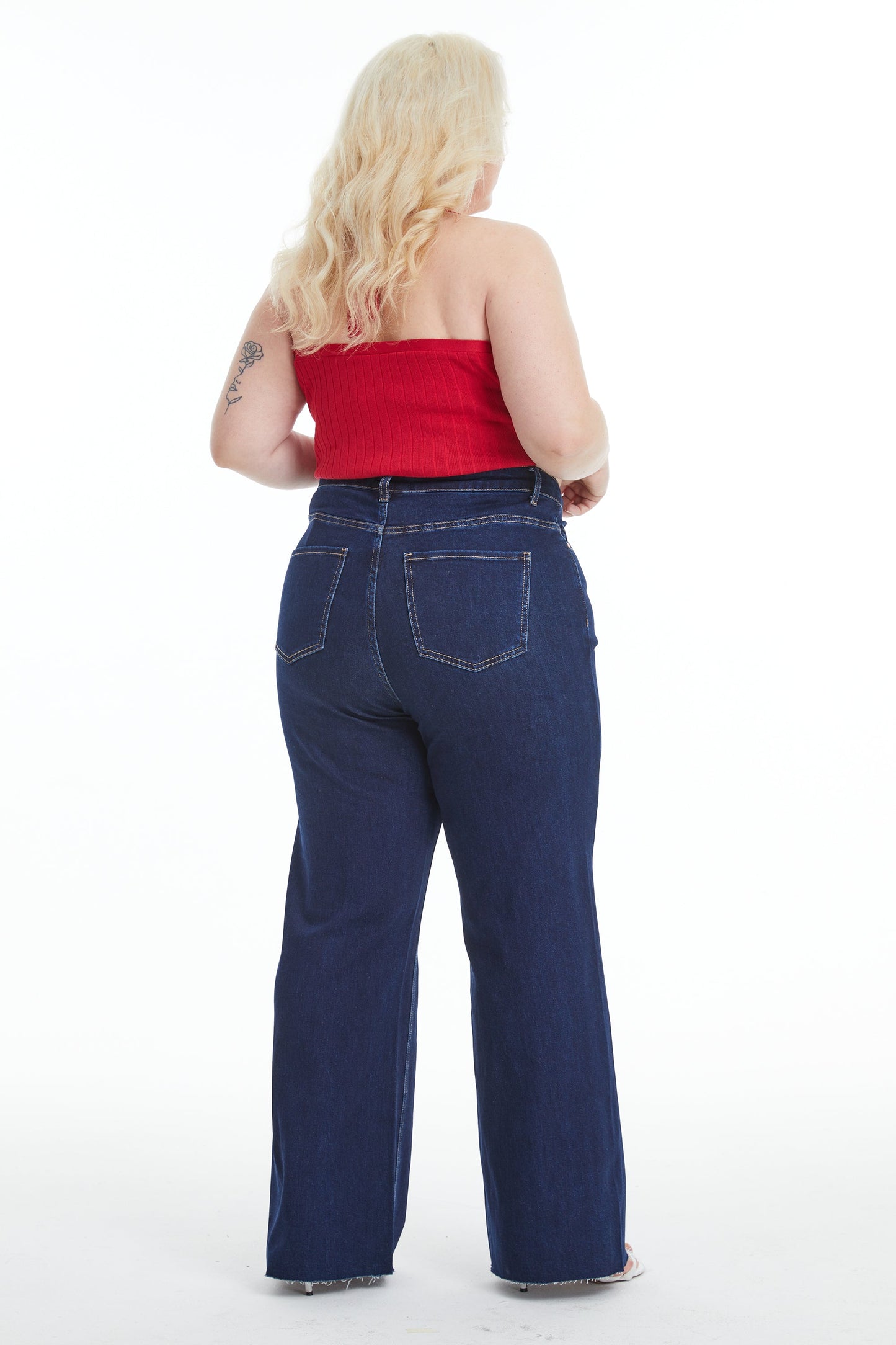 BETH HIGH RISE WIDE LEG JEANS BYW8052-P DEEP WATER PLUS SIZE