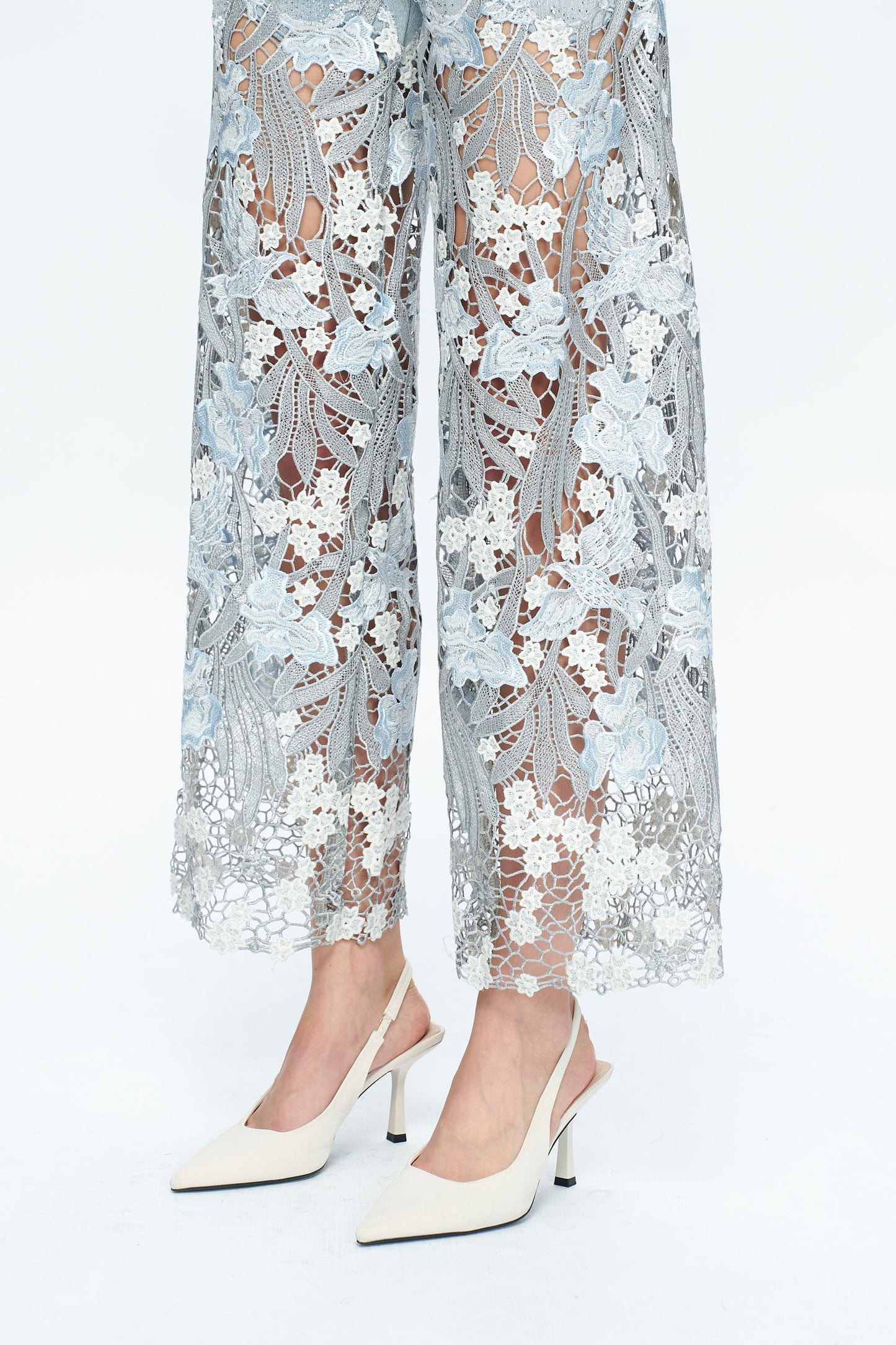 HIGH RISE LACE PANTS WITH RHINESTONE BYW8090 LESLEY BLUE