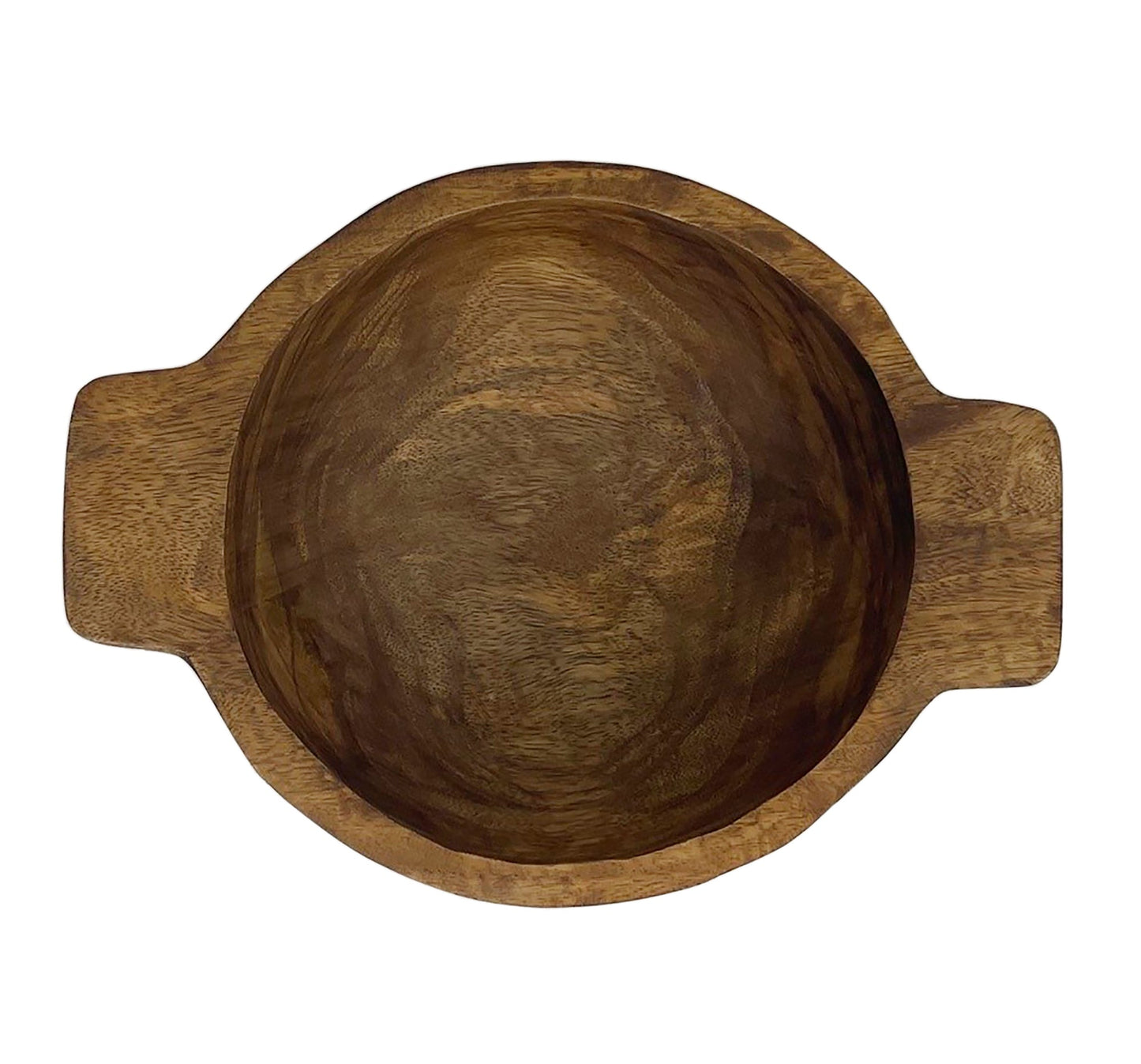 Mango Wood Round Bowl with Wood Handles