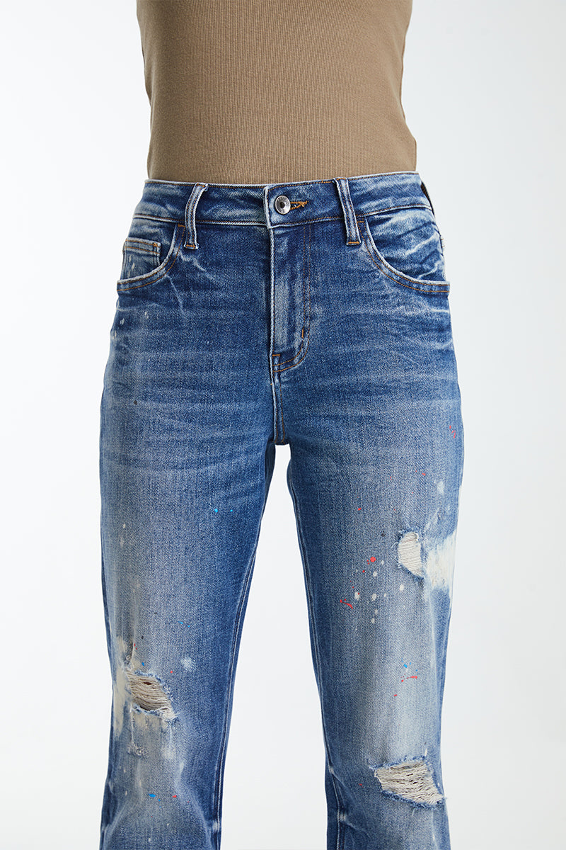 HIGH RISE PAINTED MOM JEANS BYM3054 MASCARA