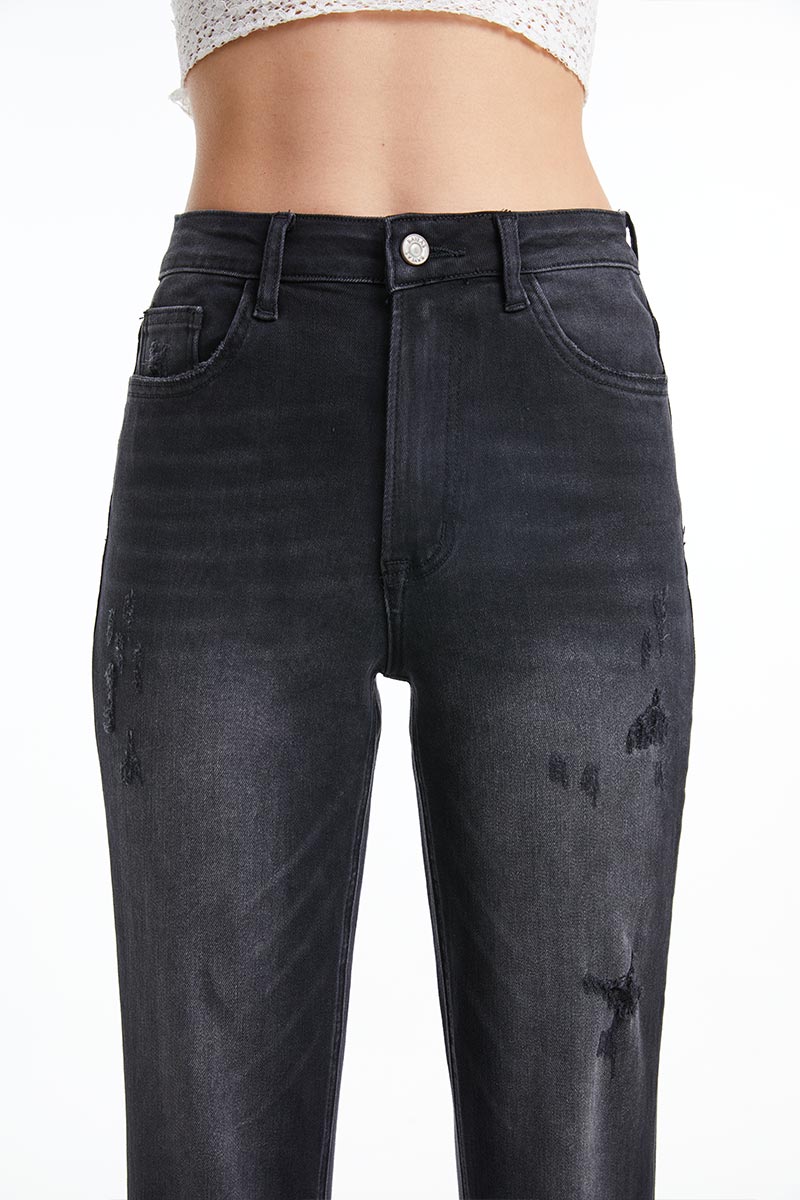 HIGH RISE STRAIGHT CROP JEANS BYM3013 BLACK ROCK