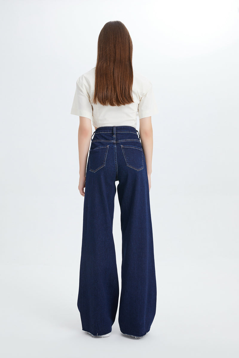 BETH HIGH RISE WIDE LEG JEANS BYW8052 DEEP WATER