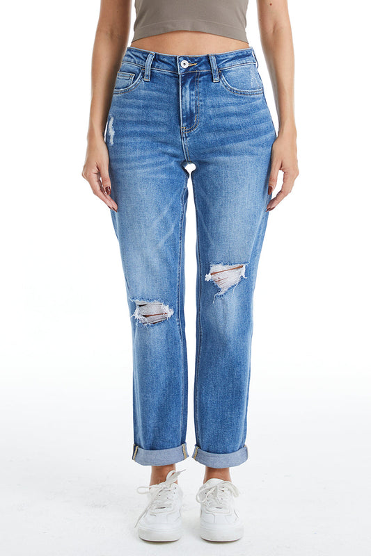HIGH RISE RELAXED BOYFRIEND JEANS BYM3053 MIDNIGHT THUNDER