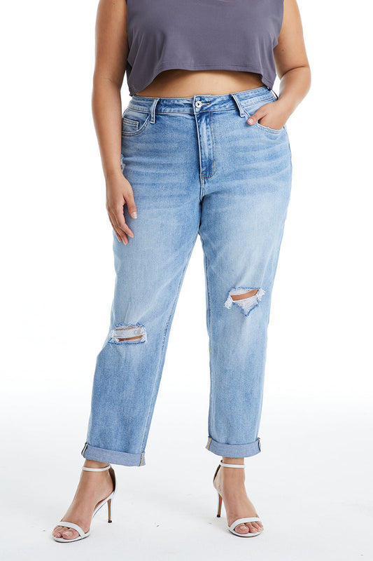 HIGH RISE RELAXED BOYFRIEND JEANS BYM3053-P SOUTHERN PLUS SIZE
