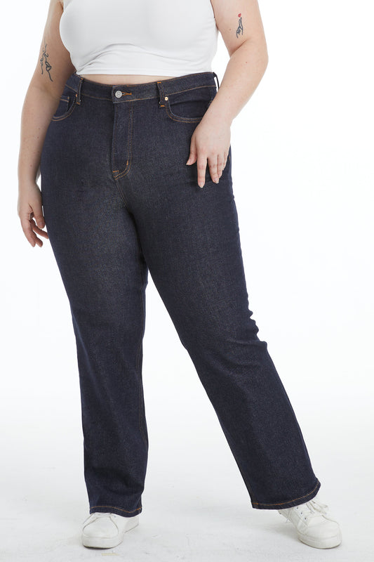 HIGH RISE STRAIGHT JEANS BYT5161-P RINSE PLUS SIZE