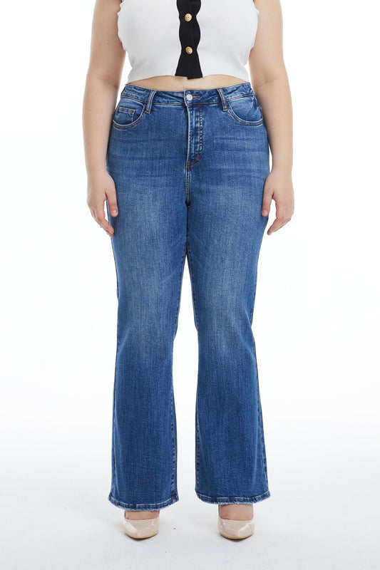 HIGH RISE BOOTCUT JEANS BYF1128-P (BYHE067) MARINE PLUS SIZE