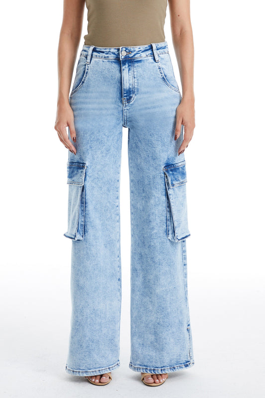 HIGH RISE WIDE LEG FLARE JEANS BYW8105 BRIGHT STAR