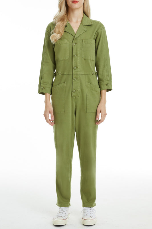 LONG SLEEVE JUMPSUIT WITH FRONT PATCH POCKETS BYRJ001 MULA